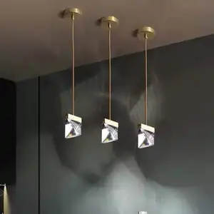 luces cobre isla de cocina Suppliers-Mini de 3-luz colgante de cristal de luz Isla de cocina moderna decorativa interior