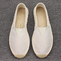 Nouveau lin toile pêcheur chaussures décontractées respirant jeunesse tendance hommes personnalisé sans lacet Espadrilles