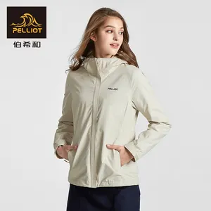 Outdoor Hard Shell Jacket Waterproof Breathable Water Resistant Women's Outdoor Causal Coat with Fleece Lining