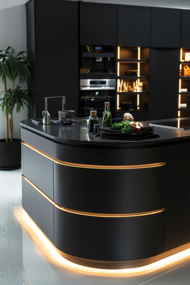 Shop Modern Kitchen Cabinets with Island Rounded Lacquer