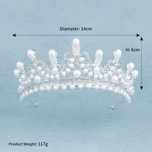 Di cristallo di perle di lusso diadema da sposa e corone per la festa <span class=keywords><strong>della</strong></span> sposa di strass da ballo di nozze accessori per capelli da sposa gioiello - Product Image 6