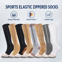 CMAX OEM Vente en gros Logo personnalisé Chaussettes de sport respirantes à fermeture éclair Chaussettes de compression élastiques Chaussettes longues pour mollets