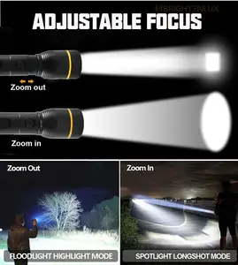 18650 Custom Long Distance High Power Zoom USB Taschenlampe Torch Waterproof Super Bright Powerful LED Rechargeable Flashlight