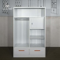Armoire moderne à double porte coulissante en acier avec miroir à transfert floral, placard et armoire de rangement pour chambre à coucher