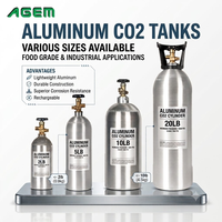 Tanque de Gas de Alta Presión de 2LB 5LB 10LB 20LB para Bebidas, Refrescos, Cerveza de Barril, Cilindro de Gas CO2 de Aluminio sin Costuras