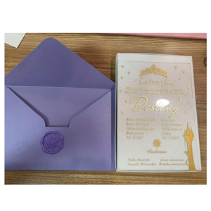 <span class=keywords><strong>Carte</strong></span> d'invitation de mariage personnalisée en acrylique transparent de luxe, conte de fées Raiponce, 15e anniversaire, Quinceañera, musique, croix - Product Image 1