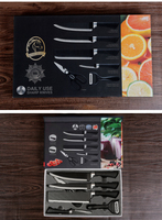Xyj couteaux de cuisine en acier inoxydable, ensemble de 6 pièces avec éplucheur en céramique couteau suisse multifonctionnel