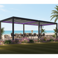 Pergola motorisée en aluminium Airfun avec toit à lames rétractables, auvent solaire, revêtement poudré résistant aux intempéries, abri de jardin pour patio