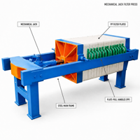 Presse hydraulique manuelle à plaques filtrantes avec une surface de filtration de 1 mètre carré, utilisée pour le traitement des eaux usées