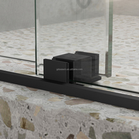 Porte de douche en verre sans cadre rectangulaire moderne, glissière en acier inoxydable brossé, rail tubulaire, verre trempé revêtu de 8 mm, salle de bain, hôtel