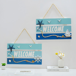 Mediterranean Ocean Style Welcome Wall Hanging Rectangle Home <b>Decor</b> Sign For Bedroom Entryway And Commercial <b>Space</b> - Product Image 5