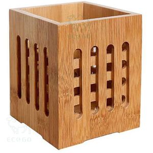 Soporte de utensilios de bambú natural para tenedores, cucharas, portalápices, organizador de escritorio multifuncional - Product Image 2