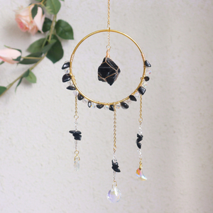 Attrape-soleil en pierre naturelle Lapis Lazuli et Jaspe Rouge, design Feng Shui, diamètre 10 cm, à suspendre - Product Image 5