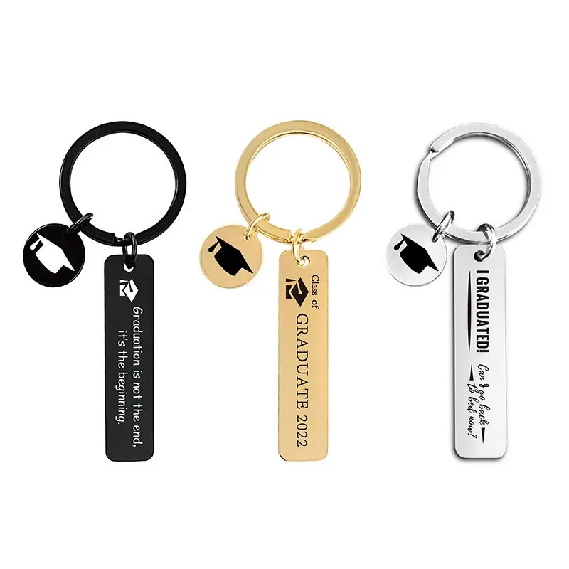 Key chain pendant cross border 2022 graduation season gift Inspirational phrase holiday gift engraved metal key chain