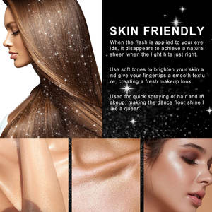 Spray scintillant à séchage rapide pour cheveux et corps, poudre illuminatrice haute <span class=keywords><strong>brillance</strong></span> pour les lèvres, les yeux, le visage, parfait pour les festivals de musique - Product Image 4