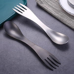 Fourchette-cuillère à pastèque 2-en-1 en acier inoxydable, cuillère à melon double tête, ustensile portable pour l'école et les voyages, idéal pour la crème glacée - Product Image 3