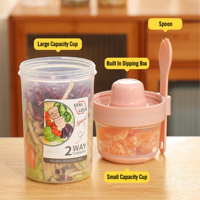 Salade Repas Shaker Tasse avec poignée Conteneur d'avoine Portable Fruits Légumes Salade Tasses Conteneur avec Fourchette Porte-vinaigrette