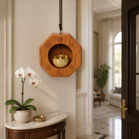 Cloche de porte chinoise Feng Shui en laiton poli en forme de calebasse, motif des constellations Fu Lu Shou, ornement décoratif fait main à suspendre pour la maison
