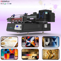 Mesin Cetak UV Flatbed LED Inkjet SONPUU 6090 Otomatis untuk Cetak Tagihan dengan Print Head I1600/XP600/DX7, Mendukung Bahan Flex/Telur/Tube/Tagihan