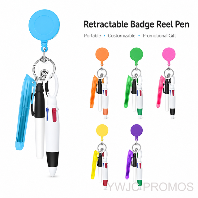 Wholesale Custom Logo Nurse Badge Reel Pen Set Mini Permanent Marker Shuttle Pen Highlighter Nursing Gift