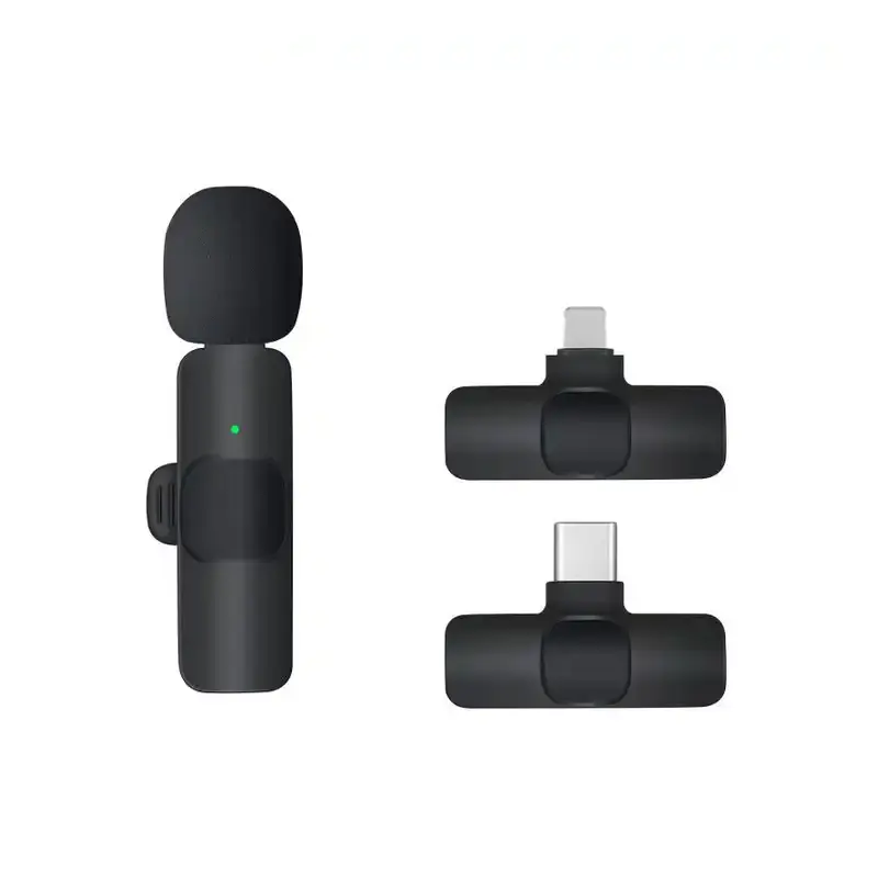 Mikrofon klip MIK nirkabel 2.4G, mikrofon konferensi Live Lavalier K9 dengan penerima dan ponsel android