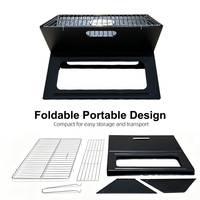Barbecue au charbon de bois pliable portable, compact 46x30cm, plie en quelques secondes, acier thermolaqué pour pique-nique et camping