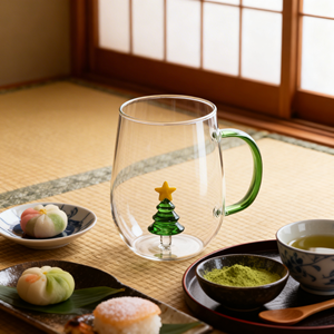 Vaso de Vidrio Borosilicato de Doble Pared con Aislamiento de 12 oz, Diseño de Árbol de Navidad, Hecho a Mano, Libre de BPA, para Fiestas Navideñas y <span class=keywords><strong>Regalos</strong></span> Secretos de Papá Noel - Product Image 4