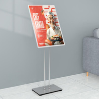 A2 Intérieur Affichage Vertical Affiche Led Publicité Boîte à Lumière Signe Double Tige Support avec Base