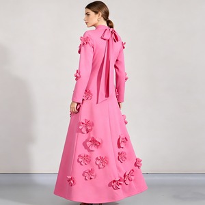 เดรสยาวทรงเข้ารูป แขนยาว แต่งลายดอกไม้ คอตั้ง สำหรับผู้หญิง - Product Image 6