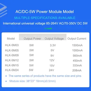 Hi-Link AC/DC Módulo de isolamento de comutação de fonte de alimentação HLK-5M03 5M05 5M09 5M12 5M24 Hi-Link 110V 220V a 3.3V 5V 9V 12V 24V