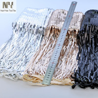 Nanyee Textile Argent Gland Bord Paillettes Avec Frange Dentelle Tissu Pour Costume De Danse Latine
