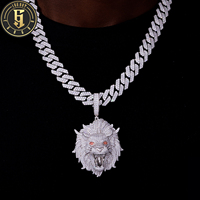 Pendentif Tête de Lion Bling Hip Hop Luxe en Laiton Plaqué Or 18K avec Diamants CZ et Moissanite VVS pour Homme