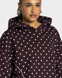 Women All Over Polka Dot Oversized Fit Hooded Tracksuit Full Sleeve 100% Cotton Autumn Casual Wear With Side Pockets - Product Image 5