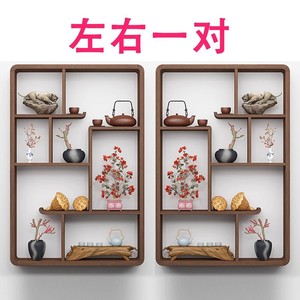 Étagère murale en bois massif, style Zen, support de rangement multi-niveaux pour thé et objets décoratifs - Product Image 4