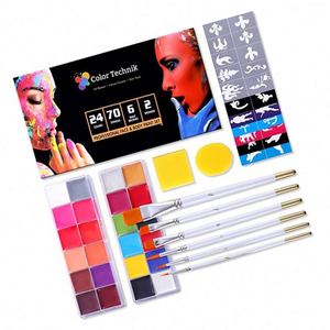 24-<b>Color</b> Halloween Professional Face and Body Paint Set for Cosplay Parties Oil Painting Kit with Tools on Canvas - Product Image 1