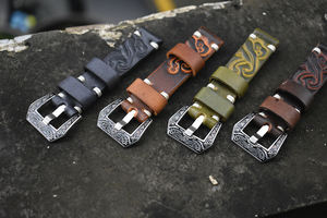 Engraved 18mm 20mm 22mm 24mm Handmade <strong>Wrist</strong> Watch Band Genuine <strong>Leather</strong> Bracelet Watch <strong>Strap</strong> - Product Image 2