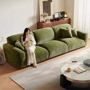 Sofá de Tela con Relleno de Plumón, Tapizado en Chenilla, Estilo Moderno y Simple para Sala de Estar - Product Image 1