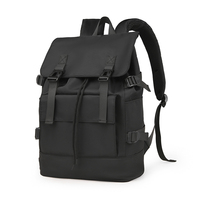 Mochila Casual Multicapa para Portátil, Color Negro Sólido, para la Escuela, Senderismo y Viajes
