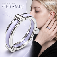 Bague en céramique de zircone violette avec acier inoxydable et zircon transparent, bijoux de mariage unisexe, vente en gros, personnalisation OEM ODM