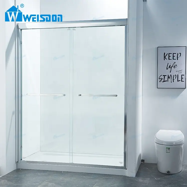 Weisdon xách tay đóng khung nhôm phòng tắm đôi kính trượt phòng tắm vòi sen cabin