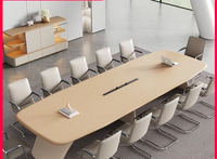 Table de conférence moderne haut de gamme en bambou, design épuré, grande table de réunion, combinaison bureau-chaise pour hôtel