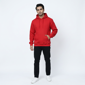เสื้อฮู้ดดี้สีแดงเข้มสำหรับผู้ชาย ผ้าฝ้ายฟลีซ 100% ทรงปกติ สไตล์สตรีทแวร์ พร้อมส่ง ไม่มีภาษีนำเข้า จัดส่งรวดเร็ว - Product Image 1