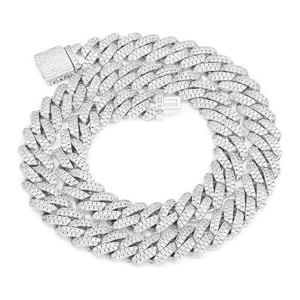 WS ANB0024 批发男女通用 14 毫米铜质 18K 镀金粗链嘻哈时尚古巴链镶锆石广东项链 - Product Image 1