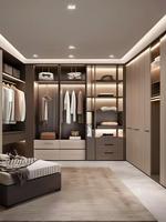 Système de dressing ouvert de luxe moderne, armoire intelligente modulaire pour chambre à coucher avec éclairage LED intégré pour chambre principale