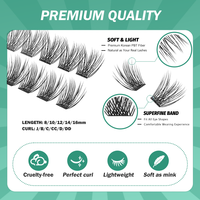 Precio de Fábrica: Kit de Pestañas Postizas Veganas Pre-Cortadas de 8-16mm para DIY, con Adhesivo y Sellador