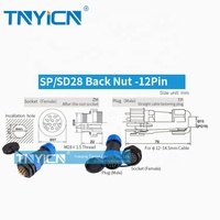Dernière vente chaude IP68 SD28 écrou arrière 12 broches 10A fileté en plastique montage sur panneau M28 prise d'alimentation connecteur étanche circulaire