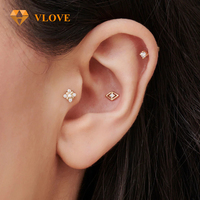 Pendientes de Diamantes con Engaste de Puntas Hechos a Mano, Joyería Personalizada VLOVE, Pendientes de Oro de 14K