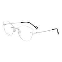 Monturas de Gafas Ópticas de Titanio Puro Estilo Ojo de Gato Retro RT002, Diseño sin Montura con Material de Lentes AC, Precio al por Mayor
