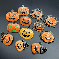 Broche et épinglette de col unisexe amusante en alliage plaqué, motif citrouille et chauve-souris, style Halloween européen et américain