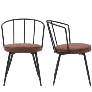 Sedia Lounge <span class=keywords><strong>da</strong></span> Caffè con Gambe in Metallo Verniciato Nero, Struttura in Metallo Imbottita per Soggiorno e Caffetteria - Product Image 1